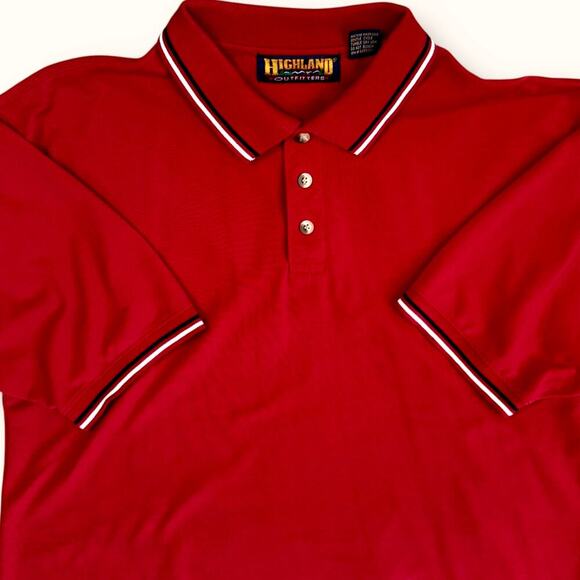 Highland Outfitters Vintage Short Sleeves Golf Polo Shirt 3 Buttons Size L Red - Picture 3 of 12